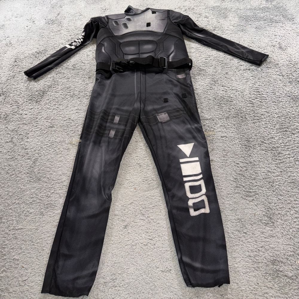 Fortnite 8-Ball Costume Jumpsuit Boys Size Large 10-12 Black Padded Muscle Ninja